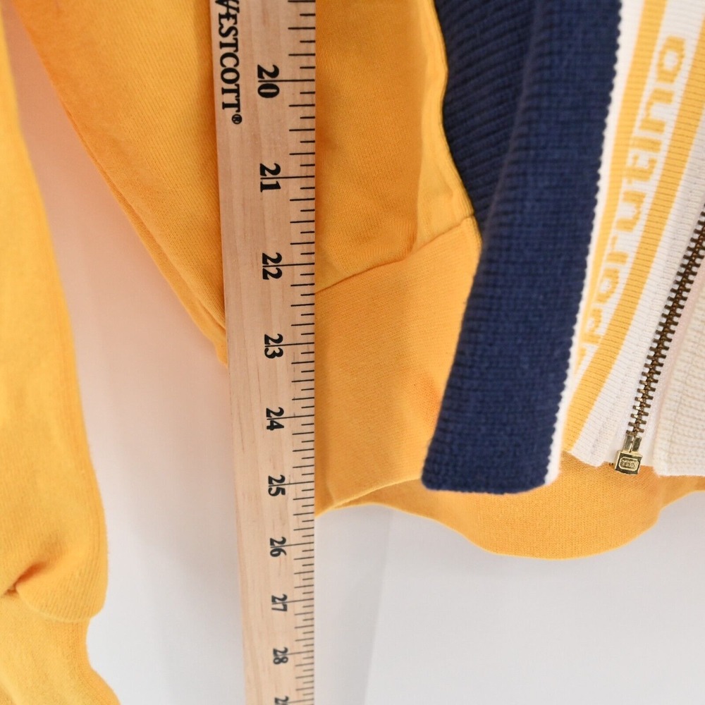Vtg SPORUTINO Jacket Mens Size M Golf Logo Stripe Zip Yellow Embroidered 70s - Picture 12 of 15